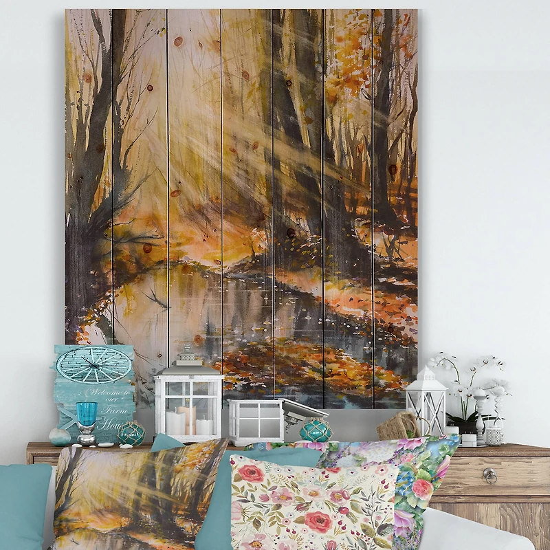 Designart - Bright Sunshine Through The Forest Trees III