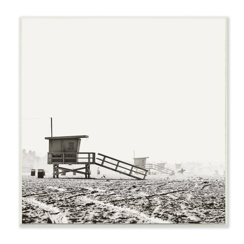 Stupell Industries Lifeguard Stands on Beach Wooden Wall Plaque