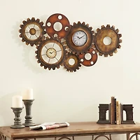 Brown Industrial Metal Wall Clock