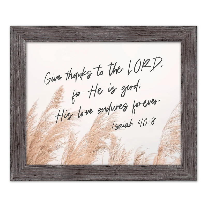 Give Thanks to the Lord Western Gray Framed Print