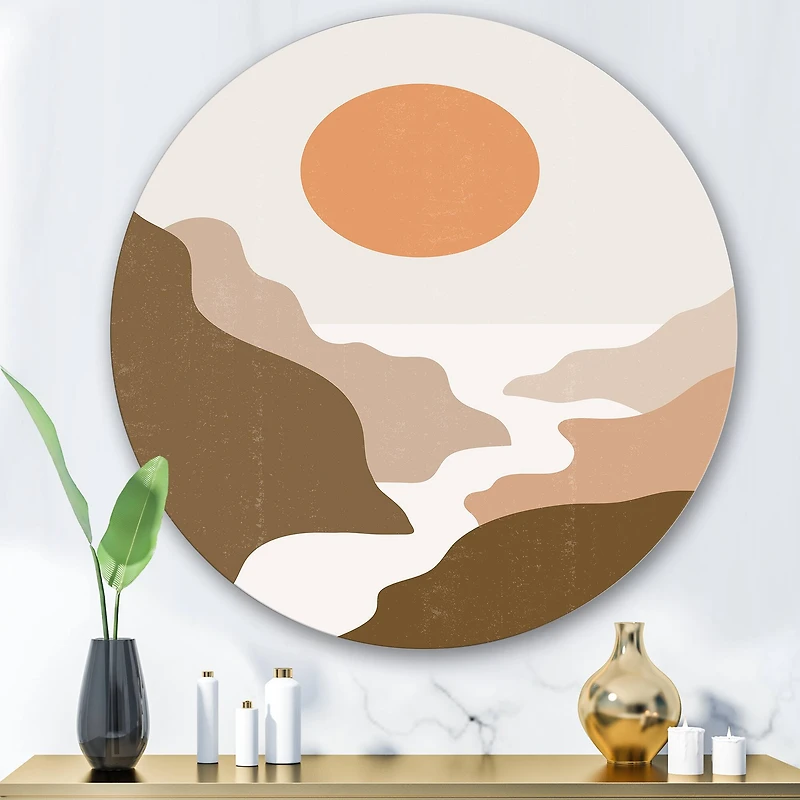 Designart - Lanscape With Full Moon In Terracotta Tones