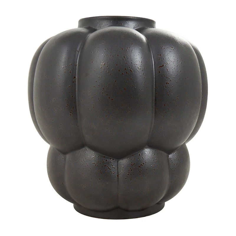 13" Black Speckled Ceramic Bubble Ribbed Vase