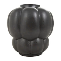 13" Black Speckled Ceramic Bubble Ribbed Vase