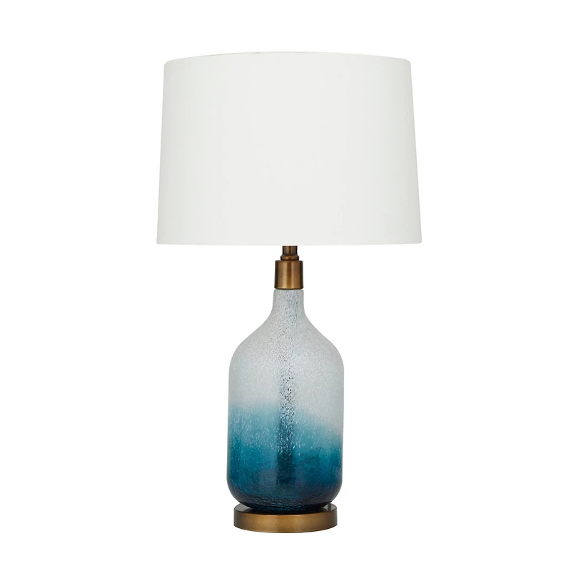 Blue Glass Table Lamp Set of 2 15", 28"