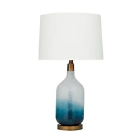 Blue Glass Table Lamp Set of 2 15", 28"