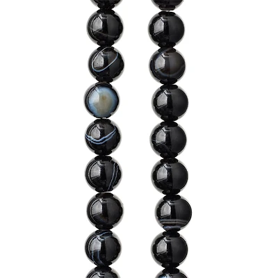 12 Pack: Black Agate Round Beads, 6mm by Bead Landing™
