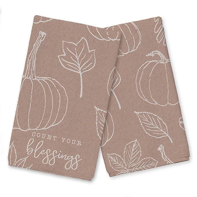 Count Your Blessings Dusty Rose Pumpkin Tea Towel Set