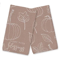 Count Your Blessings Dusty Rose Pumpkin Tea Towel Set