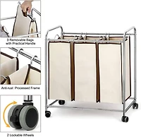 NEX™ 30" Chrome Removable 3-Bag Laundry Sorter