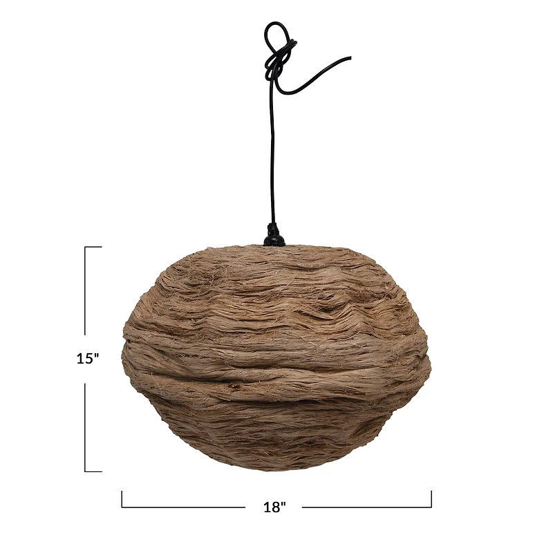 Hello Honey® 15" Round Collapsible Banana Fiber Modern Hanging Pendant Lamp