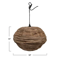 Hello Honey® 15" Round Collapsible Banana Fiber Modern Hanging Pendant Lamp