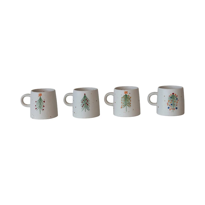 Hello Honey® 12oz. Speckled Hand-Painted Christmas Tree Stoneware Mug Set