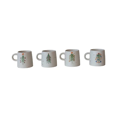 Hello Honey® 12oz. Speckled Hand-Painted Christmas Tree Stoneware Mug Set