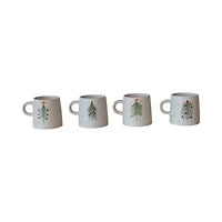 Hello Honey® 12oz. Speckled Hand-Painted Christmas Tree Stoneware Mug Set
