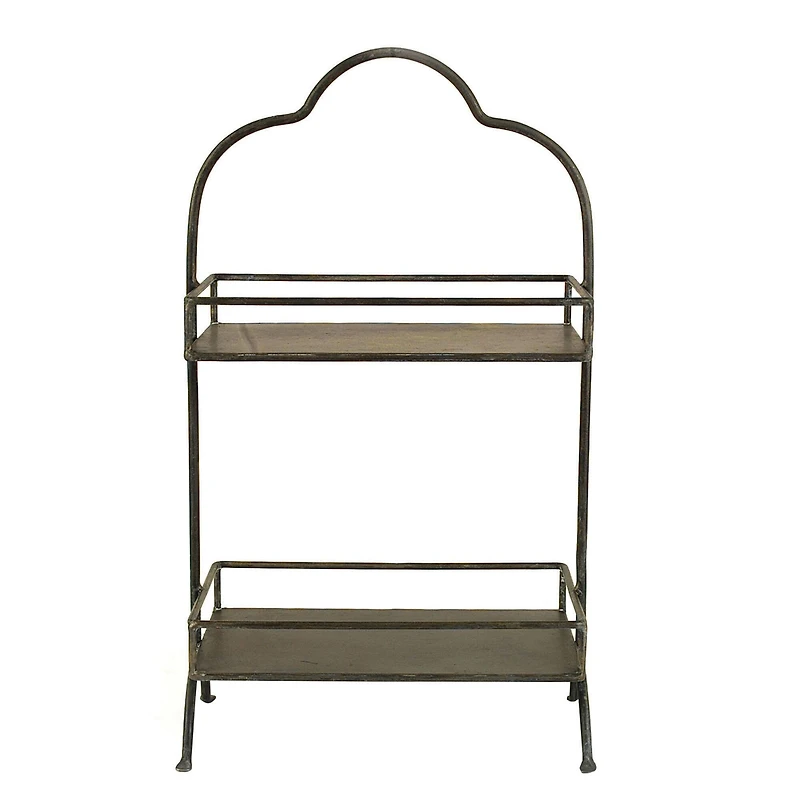 Hello Honey® 18" Decorative Metal 2-Tier Tray with Handle