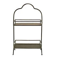 Hello Honey® 18" Decorative Metal 2-Tier Tray with Handle