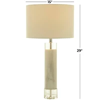 White Marble Slender Stand Table Lamp with Drum Shade 15" x 15" x 29"