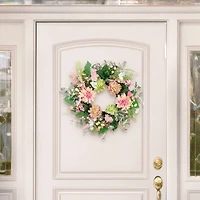 26" Artificial Hydrangea & Dahlia Floral Spring Wreath