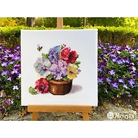 Merejka Spring Pansies Counted Cross Stitch Kit