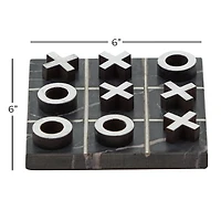 Black Marble & Aluminum Contemporary Tic-Tac-Toe Game Set