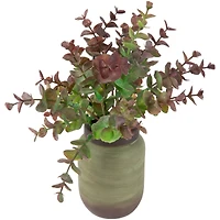 10" Real Touch™ Two-Toned Spring Eucalyptus Leaves in Ceramic Pot