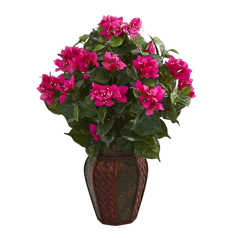24" Pink & Green Bougainvillea Artificial Plant in Decorative Planter