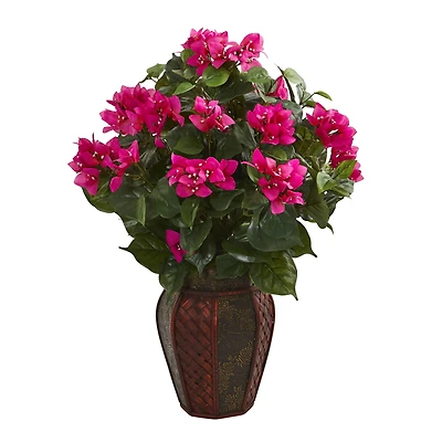 24" Pink & Green Bougainvillea Artificial Plant in Decorative Planter