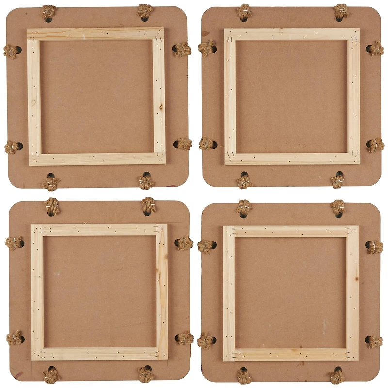 16" x 16" Blue Wooden Sea Life Ombre Wall Decor with Rope Accents Set