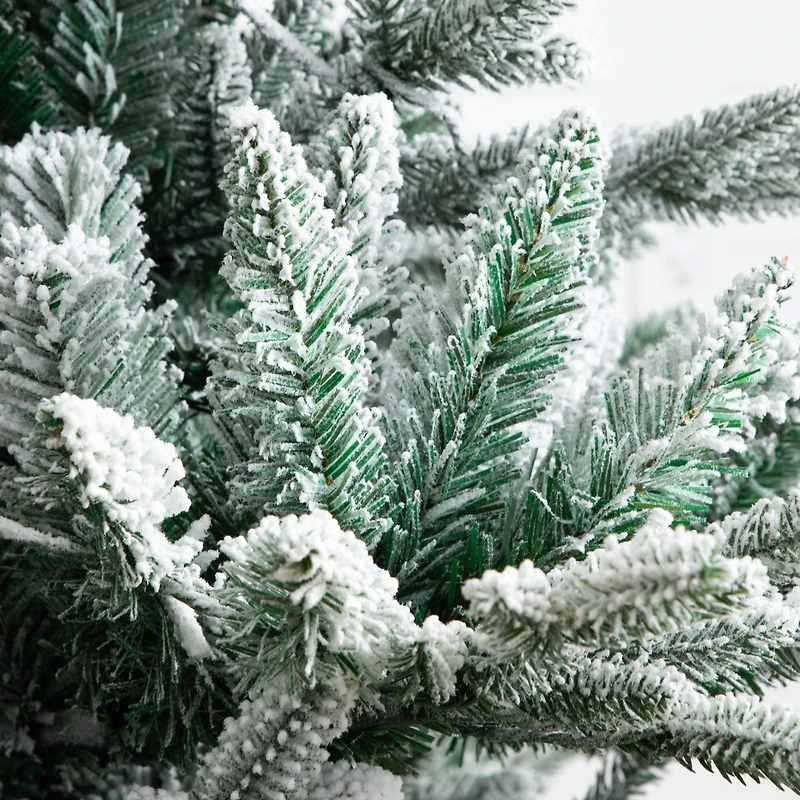 7ft. Pre-Lit Flocked Fir Artificial Christmas Tree, Warm White LED Lights