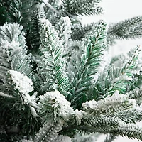 7ft. Pre-Lit Flocked Fir Artificial Christmas Tree, Warm White LED Lights 