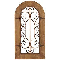 Brown Rustic Metal & Wood Arched Gate Wall Décor