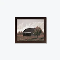 Black Barn Landscape Walnut Framed Print