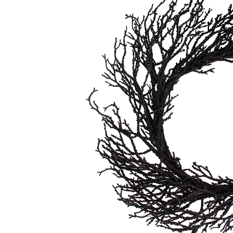 24" Black Halloween Twig Wreath