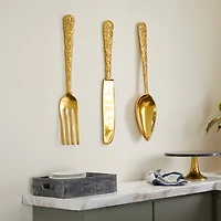 Set of 3 Gold Aluminum Glam Wall Decor, 6" x 6" x 2"