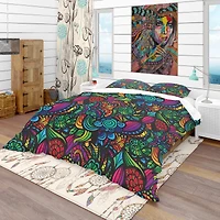 Designart 'Mosaic Pattern with Flowers' Bohemian & Eclectic Bedding Set