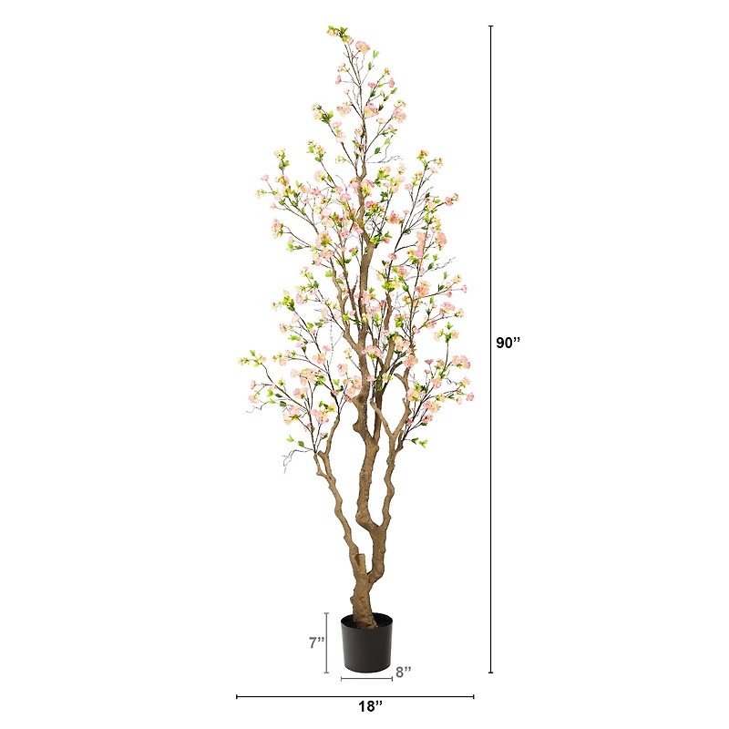 7.5ft. Potted Red Cherry Blossom Artificial Tree