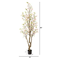7.5ft. Potted Red Cherry Blossom Artificial Tree