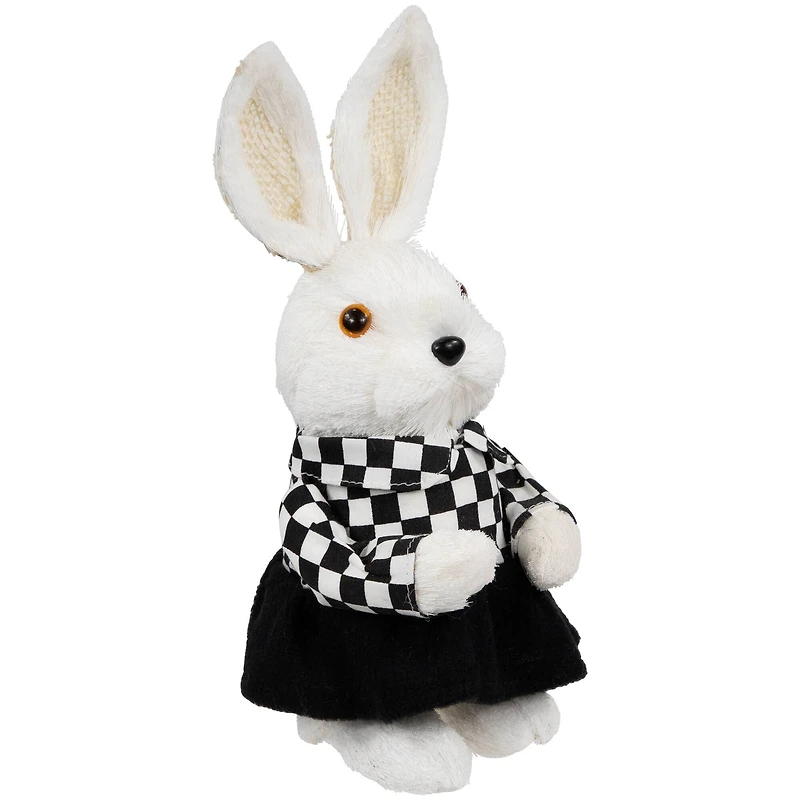 10" Girl Easter Rabbit Figurine in Checkered Dress