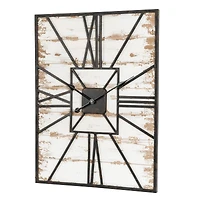 Glitzhome® 31.5" Oversized Farmhouse Wooden & Metal Rectangle Wall Clock