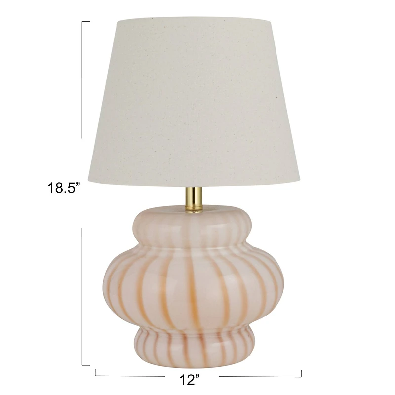 Hello Honey® 18.5" Yellow & Cream Striped Hand-Blown Art Glass Table Lamp