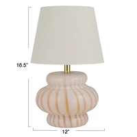 Hello Honey® 18.5" Yellow & Cream Striped Hand-Blown Art Glass Table Lamp