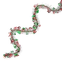 50ft. White, Red & Green Christmas HO HO HO Wrapped Tinsel Garland