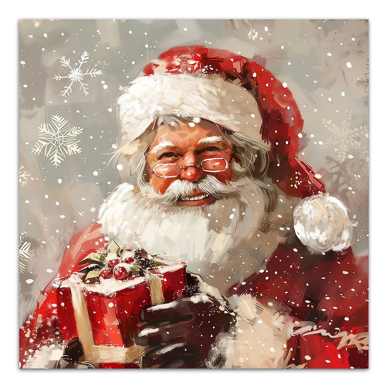 Happy Neutral Santa 24" x 24" Canvas Wall Art