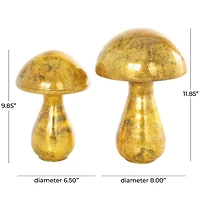 Gold Glass Mushroom Weathered Sculpture Set