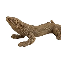 Gold Beaded Lizard Sculpture Set