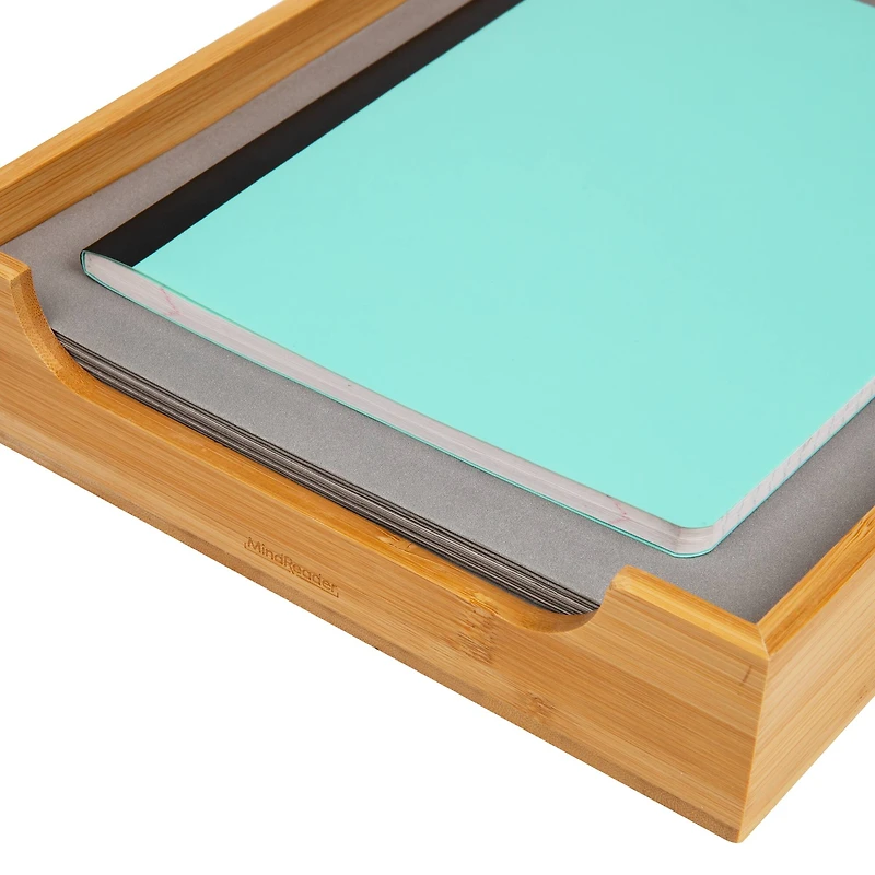 Mind Reader Paper Tray, Desktop Organizer, File Storage, Modern, Office, Bamboo, Brown