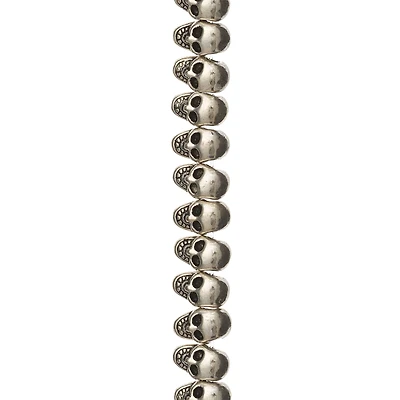 12 Pack:  Antique Silver Metal Skull Beads, 11mm by Bead Landing™