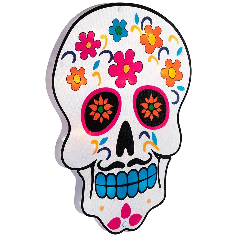 Lighted Day of the Dead Sugar Skull Window Silhouette