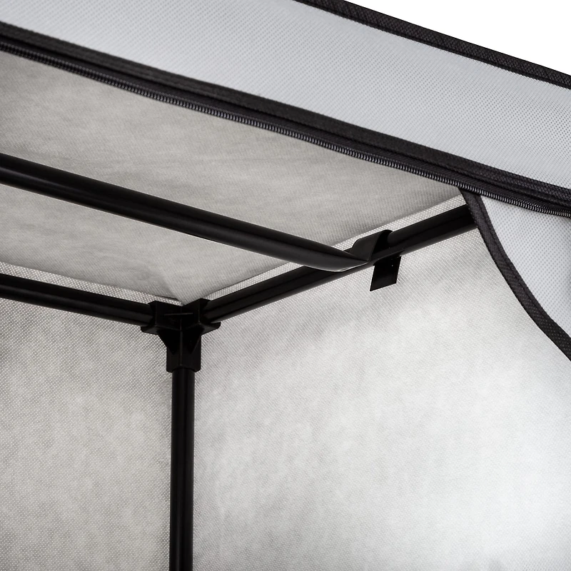 Honey Can Do 27" Gray Portable Wardrobe Closet with Cover & Side Pockets