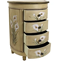 4-Drawer Antique Accessory Table with Calla Lily Floral Art